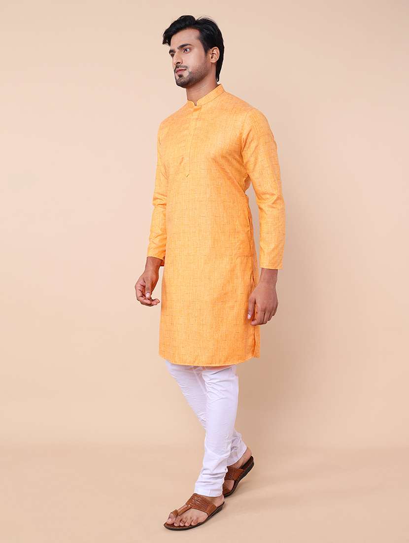 men self design mandarin neck long kurta - 21532190 - Standard Image - 1