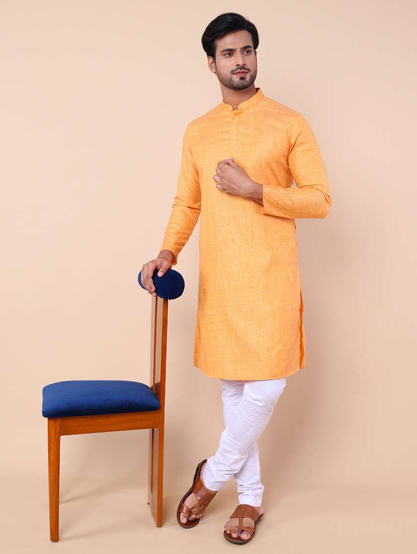 men self design mandarin neck long kurta - 21532190 - Standard Image - 4