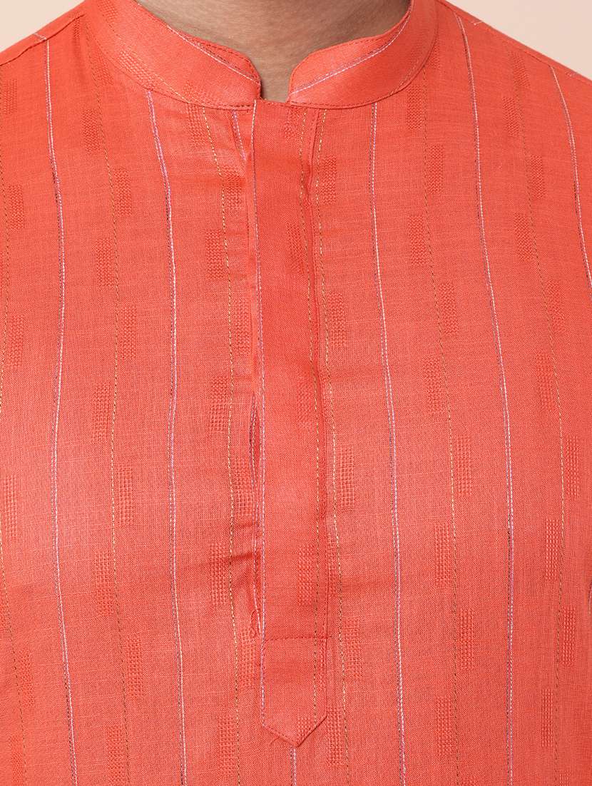 men mandarin neck striped long kurta - 21532191 - Standard Image - 4
