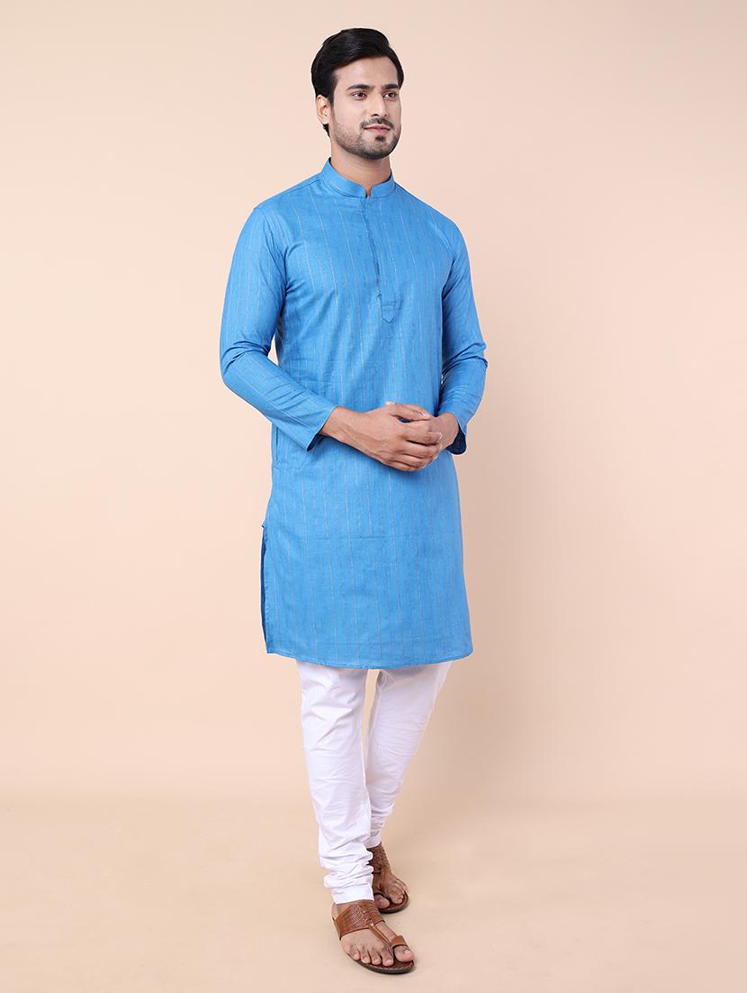 men mandarin neck striped long kurta - 21532193 -  Standard Image - 1