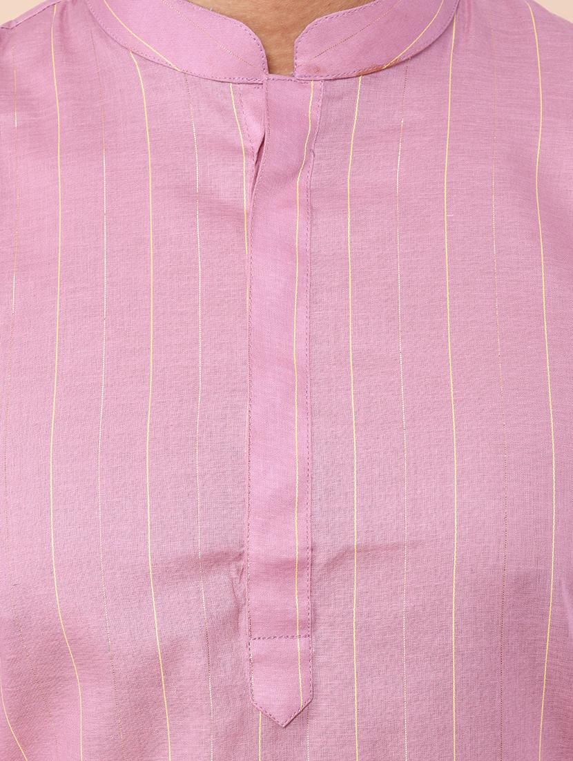 men striped mandarin neck cotton kurta - 21532195 - Standard Image - 4