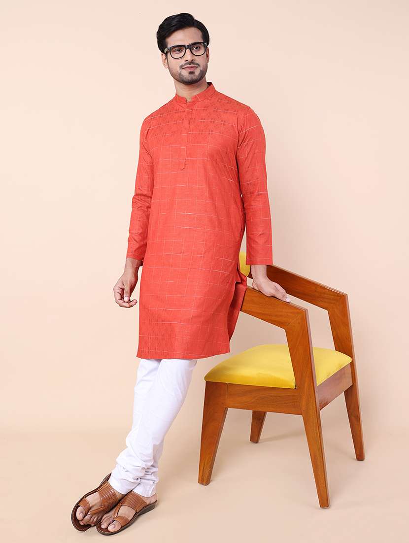 men self design mandarin neck kurta - 21532198 - Standard Image - 4