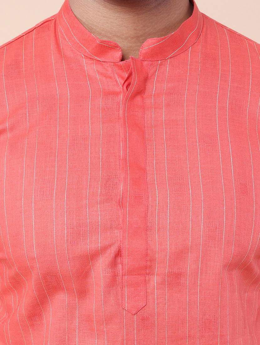 men striped mandarin neck long kurta - 21532199 - Standard Image - 4
