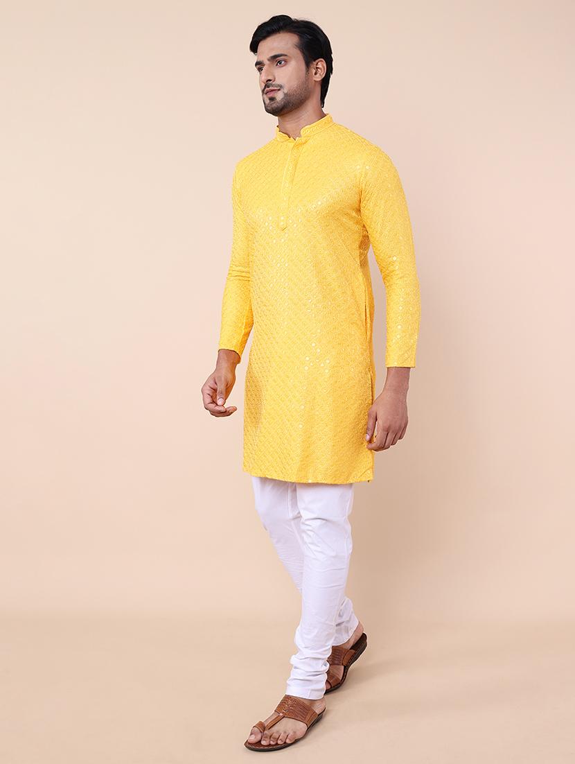 men embroidered mandarin neck kurta - 21532204 - Standard Image - 1