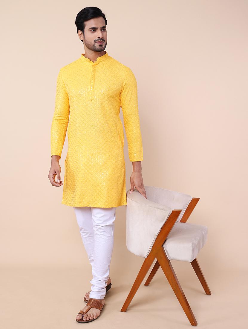 men embroidered mandarin neck kurta - 21532204 - Standard Image - 4