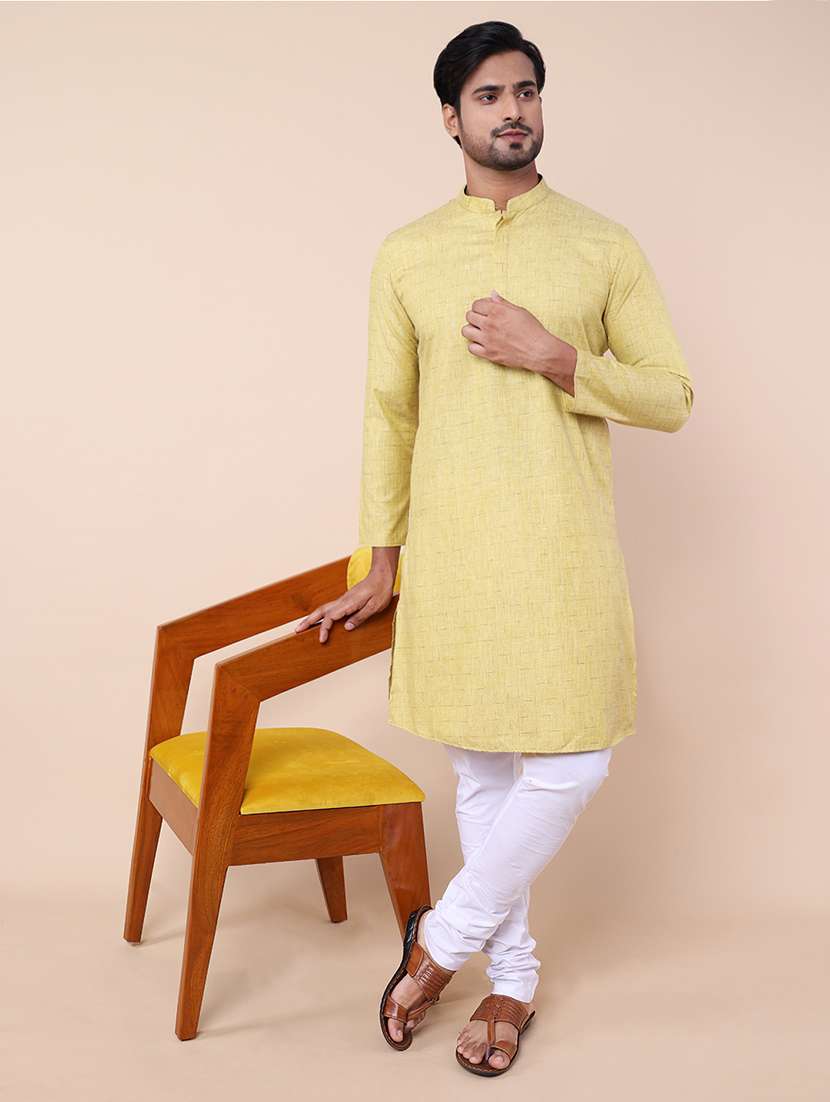 men self design mandarin neck kurta - 21532228 - Standard Image - 4