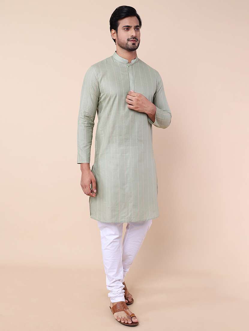 men striped mandarin neck kurta  - 21532229 -  Standard Image - 1