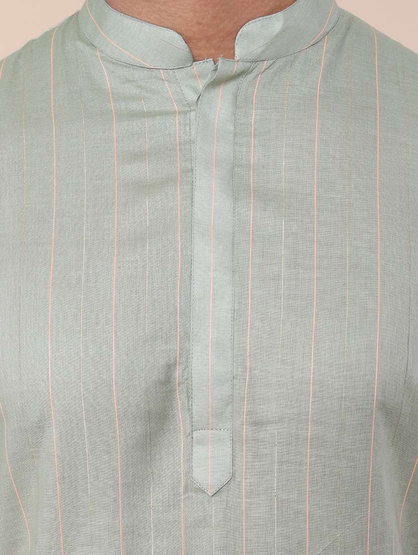 men striped mandarin neck kurta  - 21532229 -  Standard Image - 4