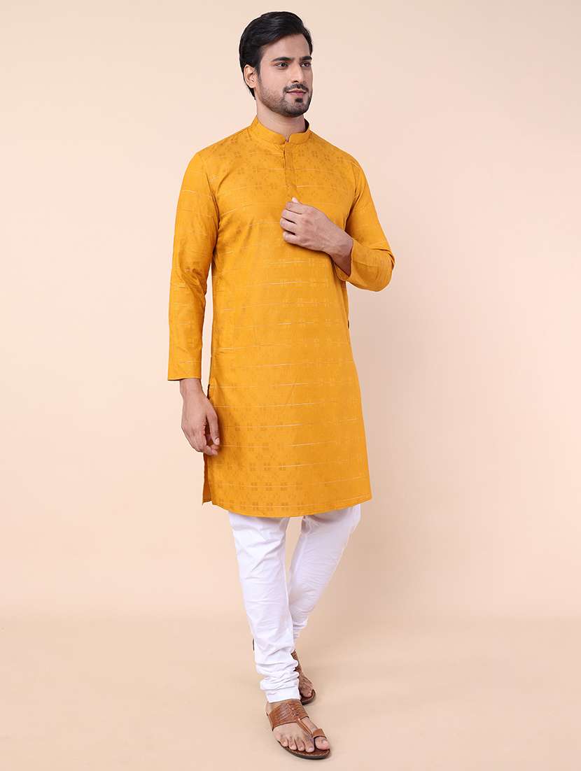 men self design mandarin neck kurta - 21532230 - Standard Image - 1