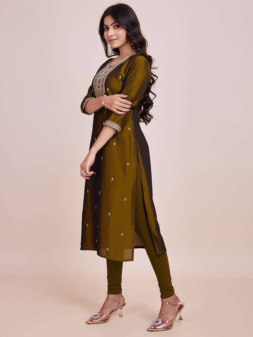 women self design round neck straight kurta - 21532233 - Standard Image - 1