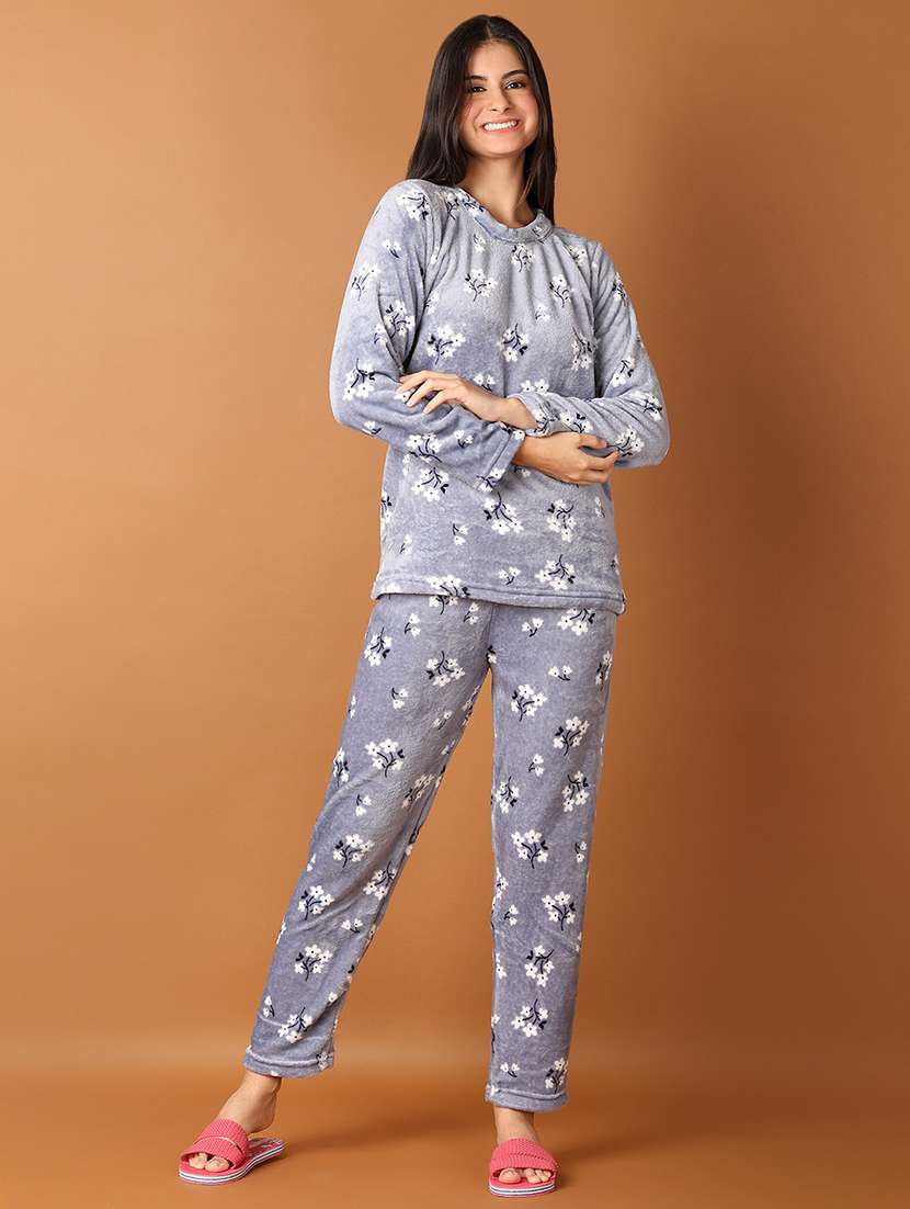 women floral long sleeve nightwear set