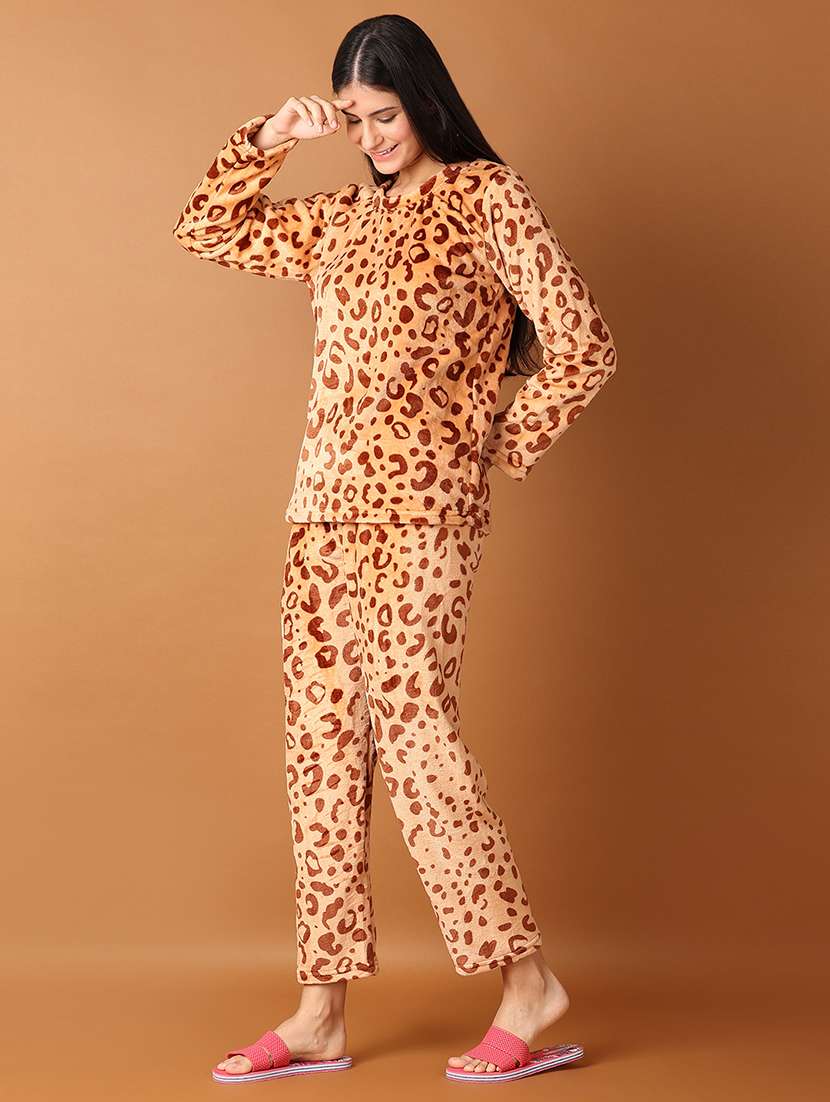 women printed long sleeve nightwear set - 21532254 -  Standard Image - 1