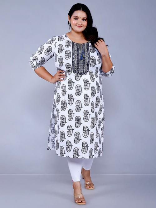 women printed embroidered tie knot neck straight kurta - 21532391 -  Standard Image - 0