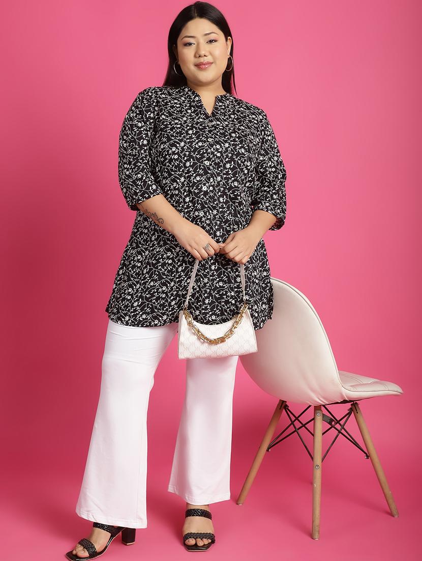 women plus size printed mandarin neck shirt - 21532400 - Standard Image - 4