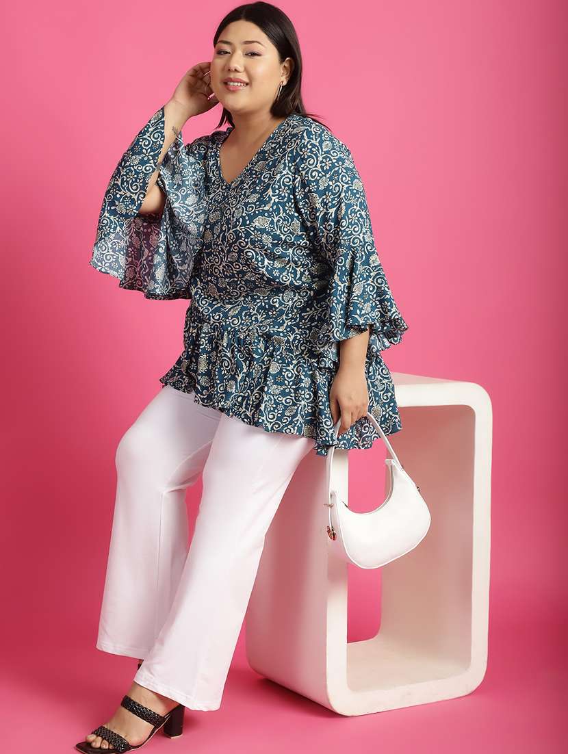 women v neck printed high-low top - 21532427 -  Standard Image - 4