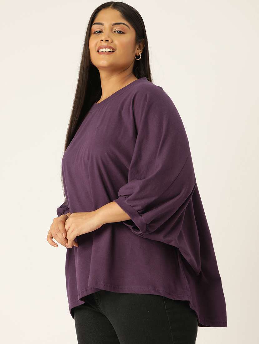 women round neck solid regular top - 21532969 - Standard Image - 1