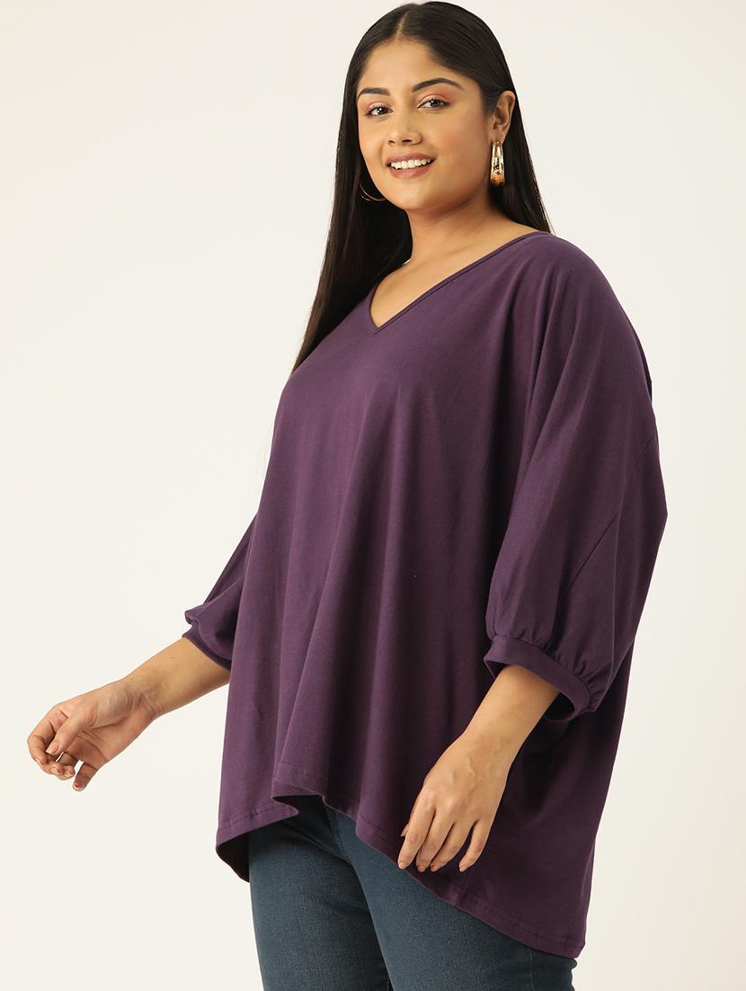 women v-neck solid regular top - 21532979 - Standard Image - 1