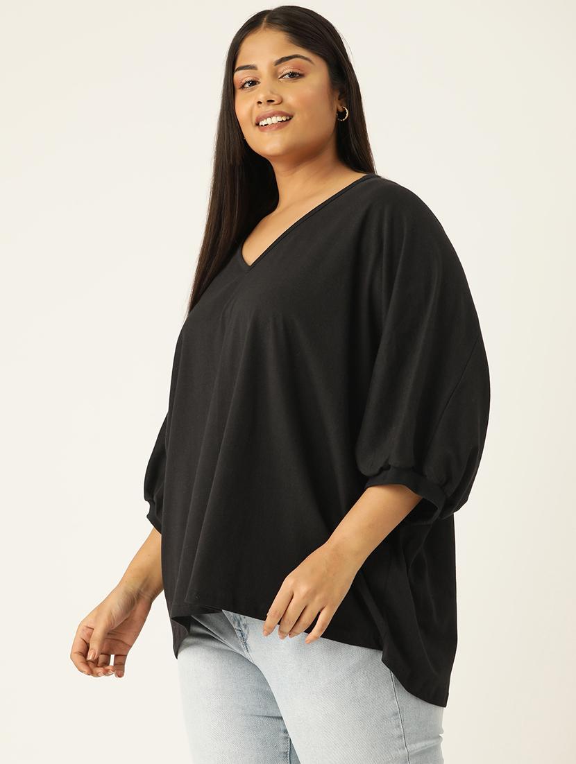 women v-neck solid regular top - 21532982 - Standard Image - 1