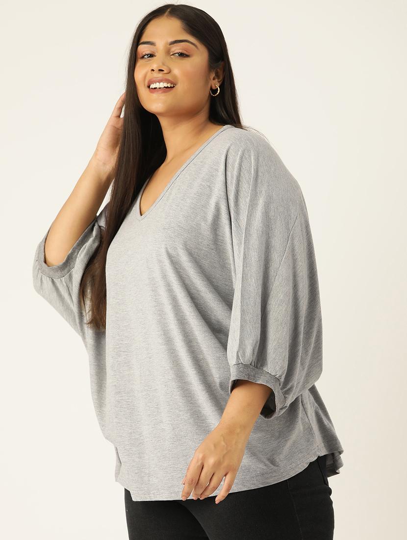 women v-neck solid regular top - 21532984 -  Standard Image - 1