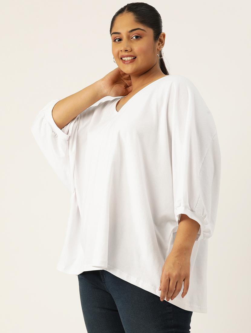 women v-neck solid regular top - 21532985 -  Standard Image - 1