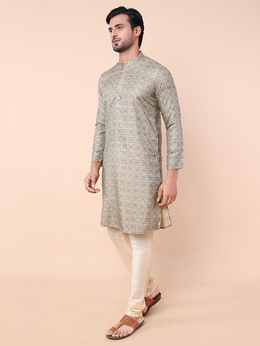 men printed kurta churidar ethnic wear set - 21533006 - Standard Image - 1