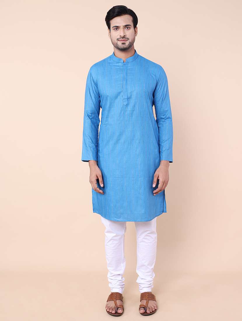 men striped kurta churidar ethnic wear set - 21533026 - Standard Image - 1