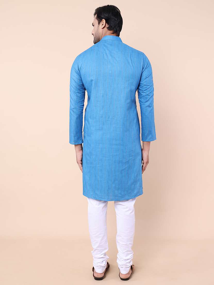 men striped kurta churidar ethnic wear set - 21533026 - Standard Image - 4