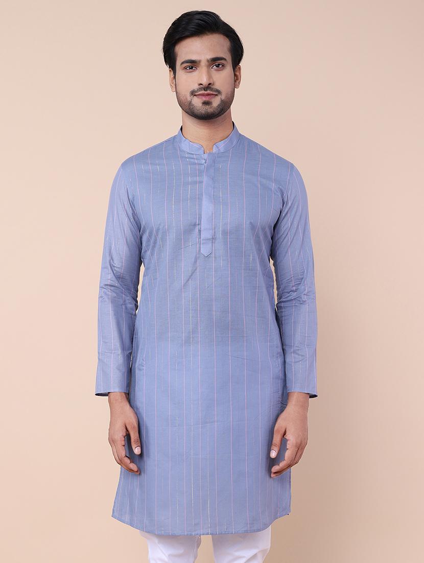 men striped kurta churidar ethnic wear set - 21533029 - Standard Image - 4