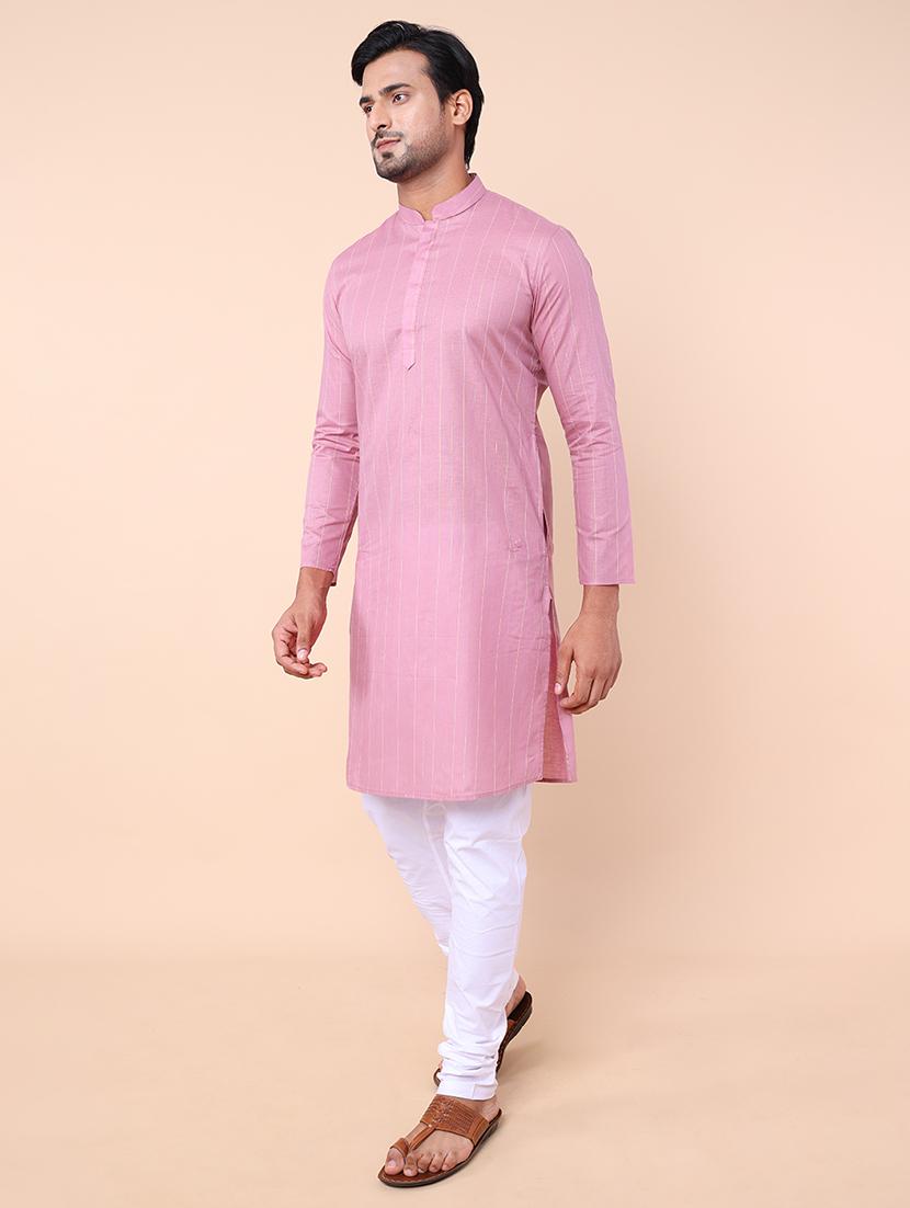 men striped kurta churidar ethnic wear set - 21533031 - Standard Image - 1