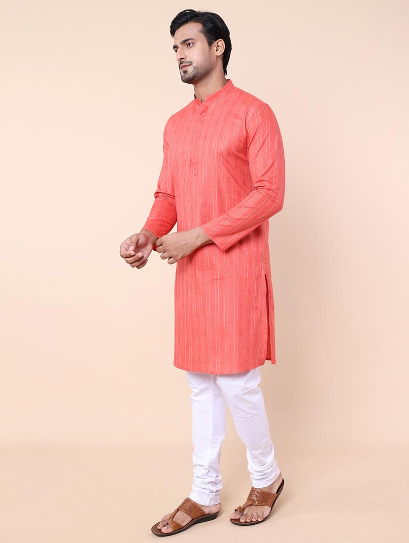 men striped kurta churidar ethnic wear set - 21533042 - Standard Image - 1