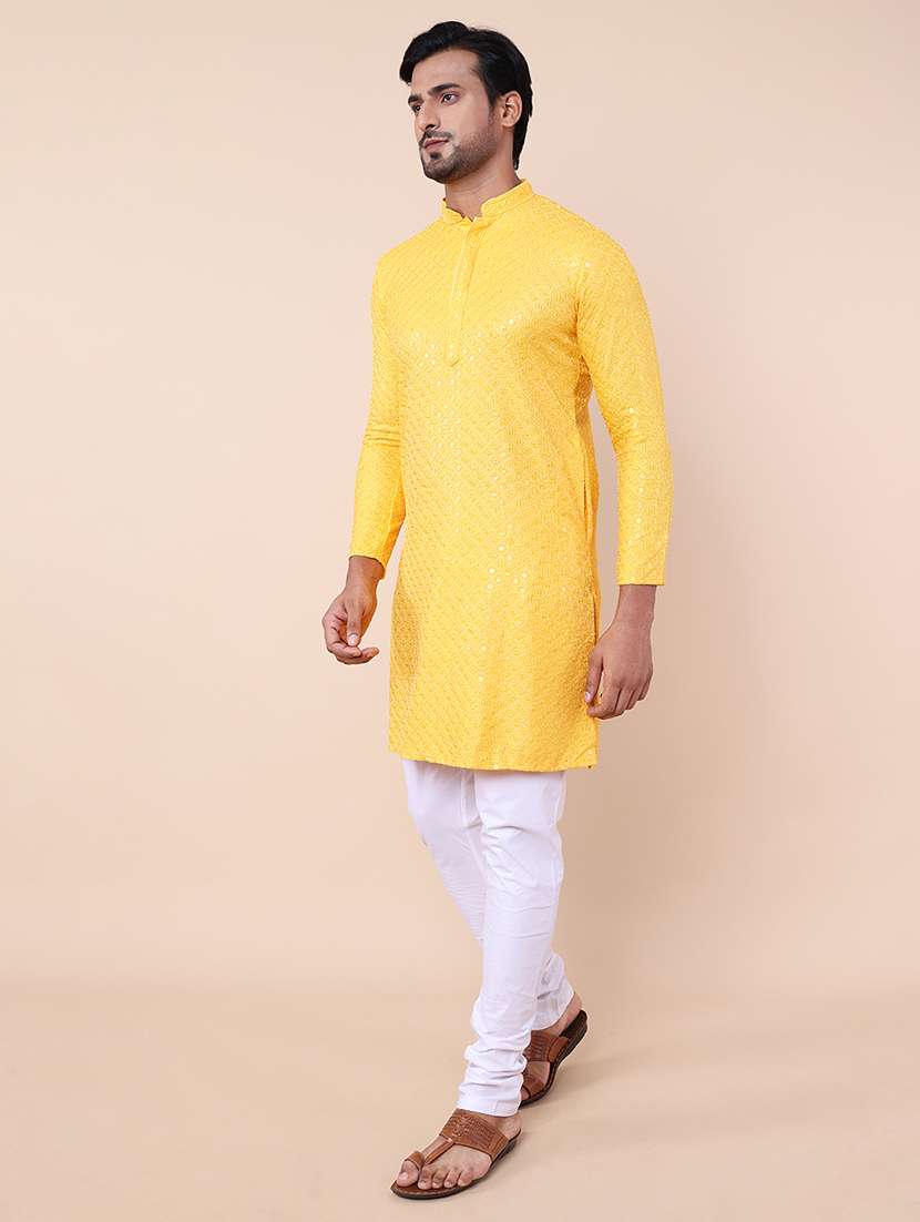 men embroidered kurta churidar ethnic wear set - 21533050 - Standard Image - 1
