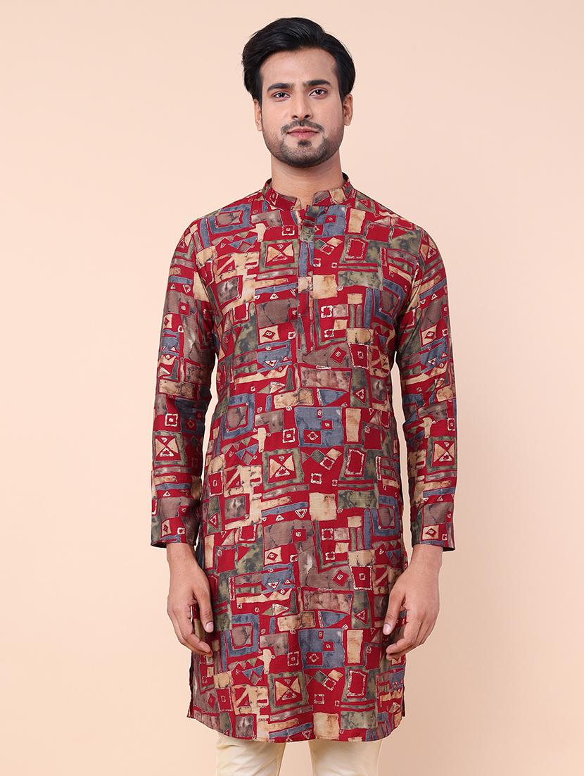 men printed kurta churidar ethnic wear set - 21533061 - Standard Image - 4