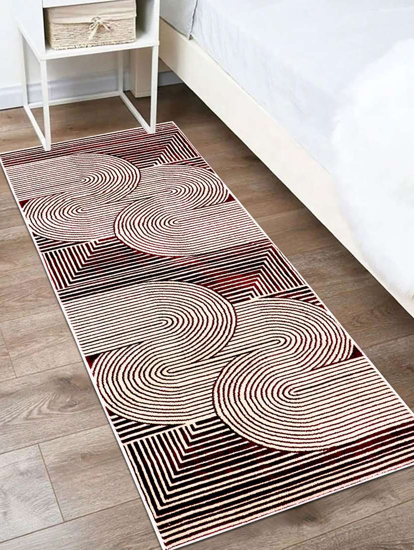 modefe 2x6 feet runner rug carpet red & white geometric printed primium persian carpets for bedroom