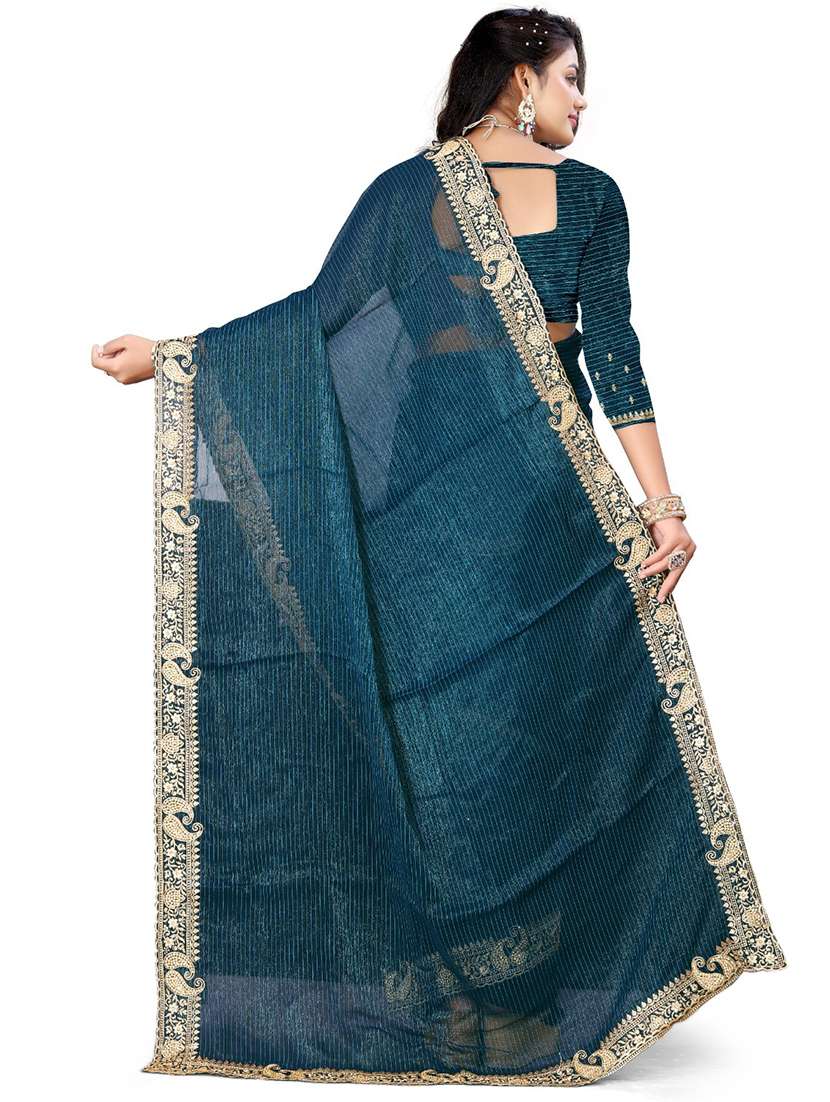 women solid with bordered saree with blouse - 21533113 - Standard Image - 1