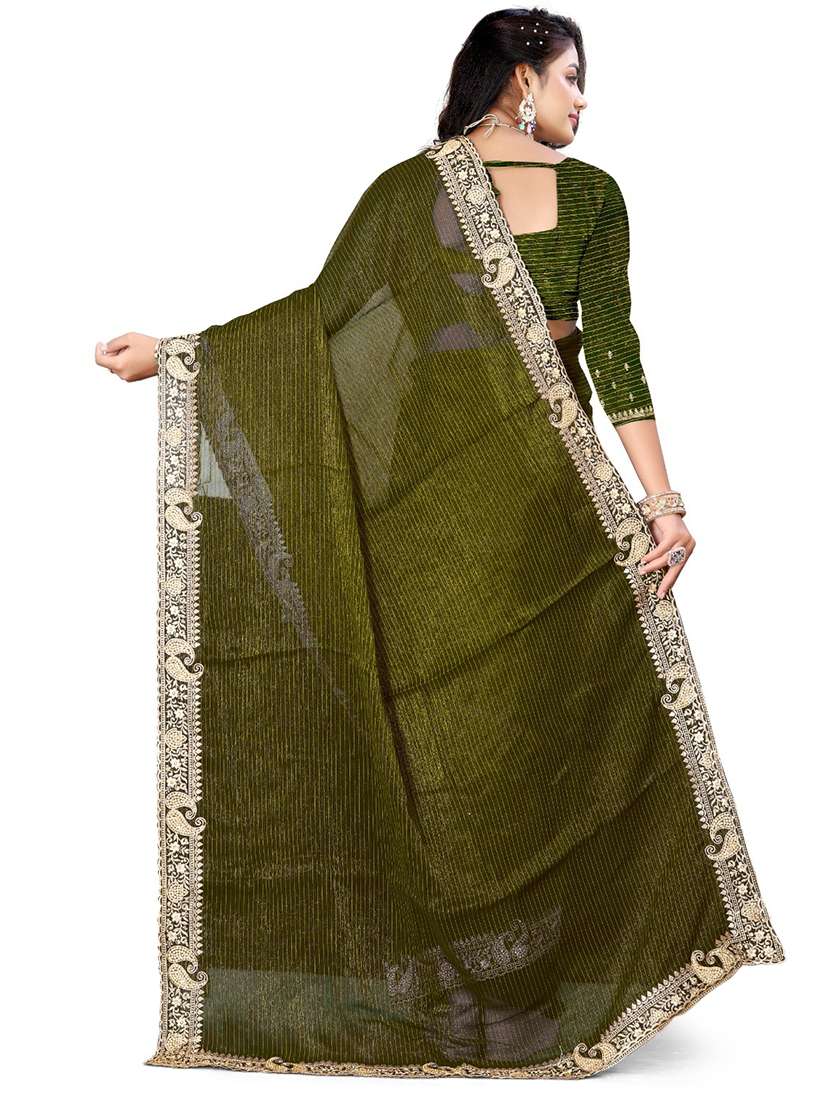 women solid with bordered saree with blouse - 21533114 - Standard Image - 1