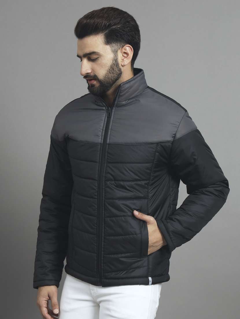 men long sleeves color block quilted jacket - 21533125 -  Standard Image - 1