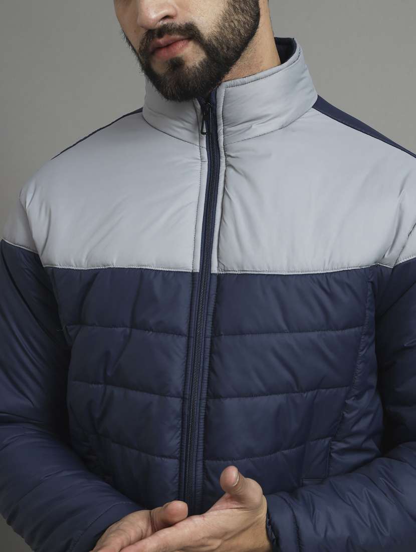 men color block stand collar quilted jacket - 21533126 -  Standard Image - 4