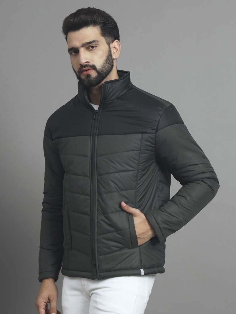 men color block stand collar quilted jacket - 21533127 -  Standard Image - 1