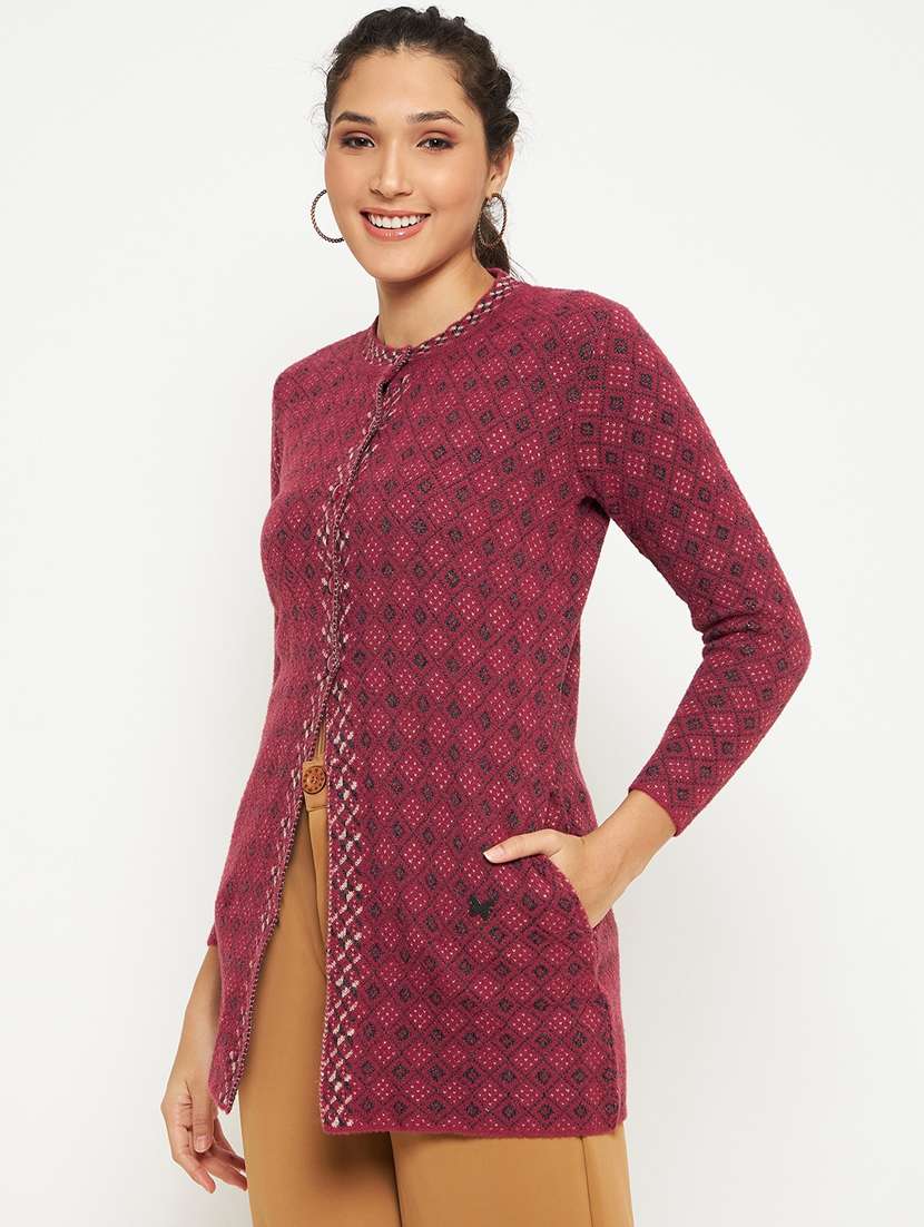 women self designed long sleeve cardigan - 21533206 -  Standard Image - 1