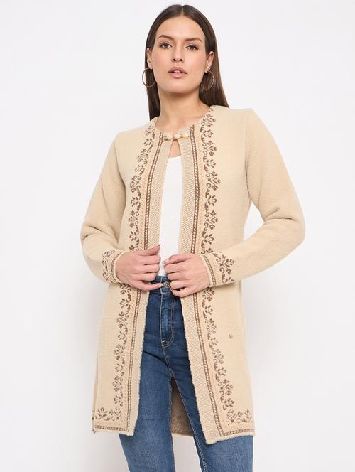 women self designed long sleeve cardigan - 21533213 - Standard Image - 0