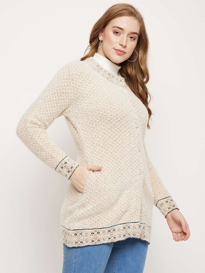 women self designed long sleeve cardigan - 21533236 -  Standard Image - 1