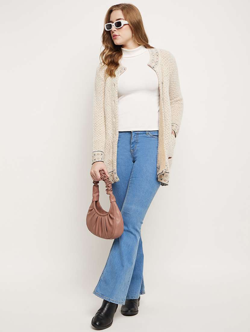 women self designed long sleeve cardigan - 21533236 -  Standard Image - 4