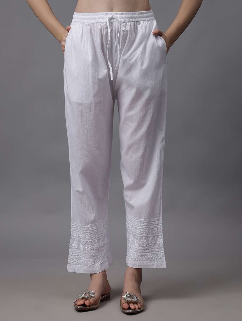 women chikankari straight pant