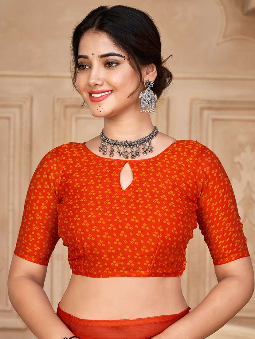 women bandhani printed saree with blouse - 21533411 -  Standard Image - 1