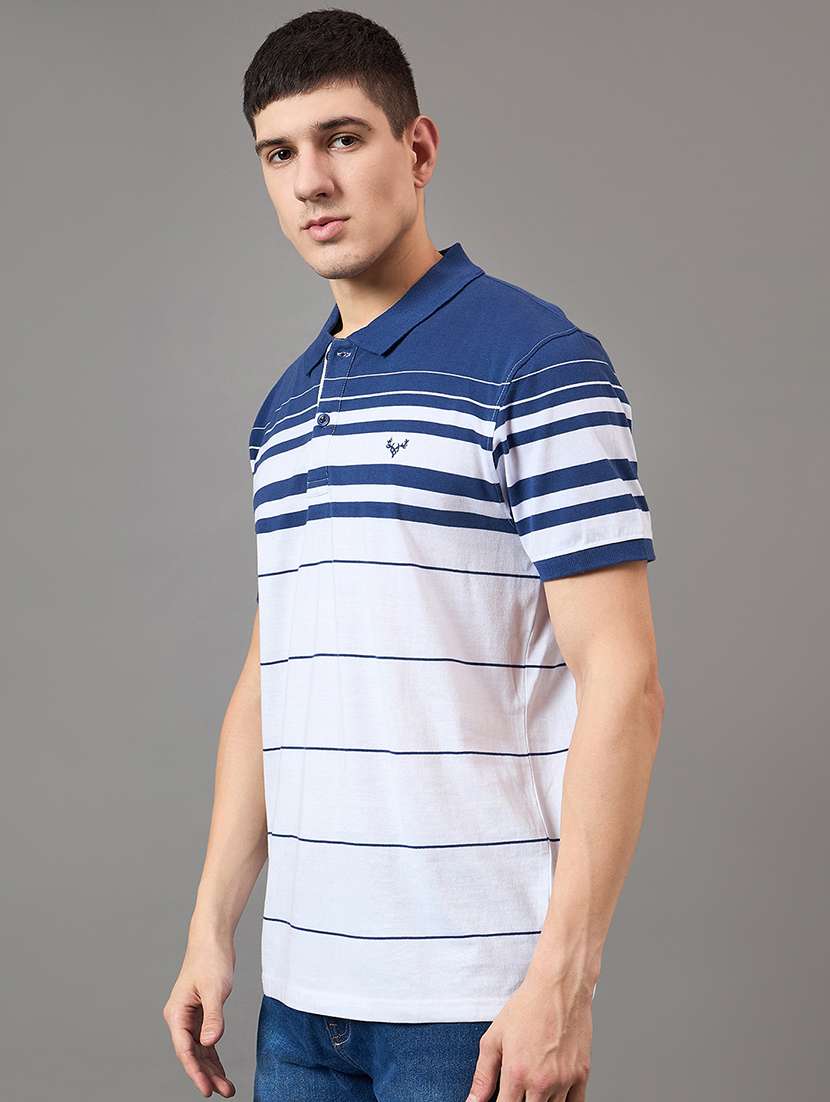 men white regular fit striped polo t-shirt