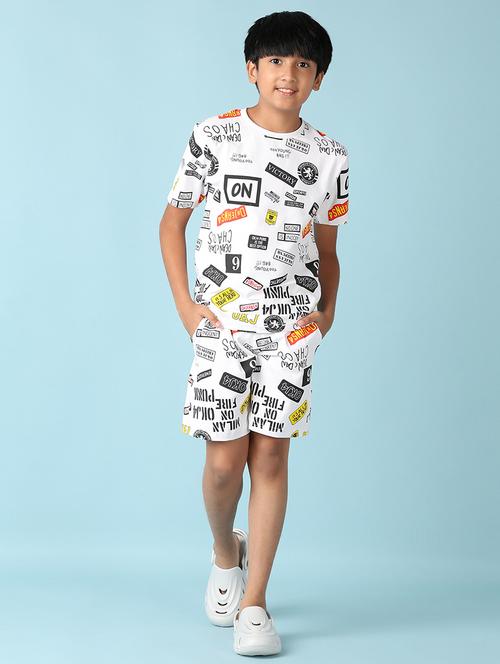 boys round neck printed shorts set - 21533460 -  Standard Image - 0