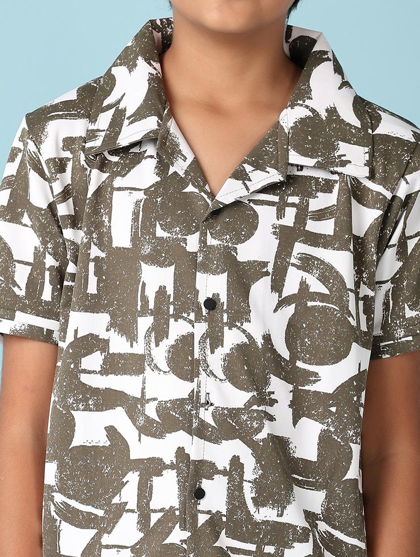 boys olive printed shorts set - 21533462 - Standard Image - 4