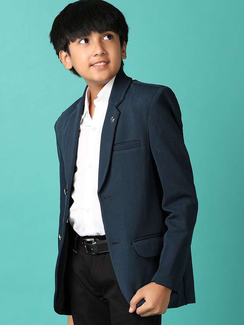 boys navy blue solid blazer - 21533463 -  Standard Image - 1