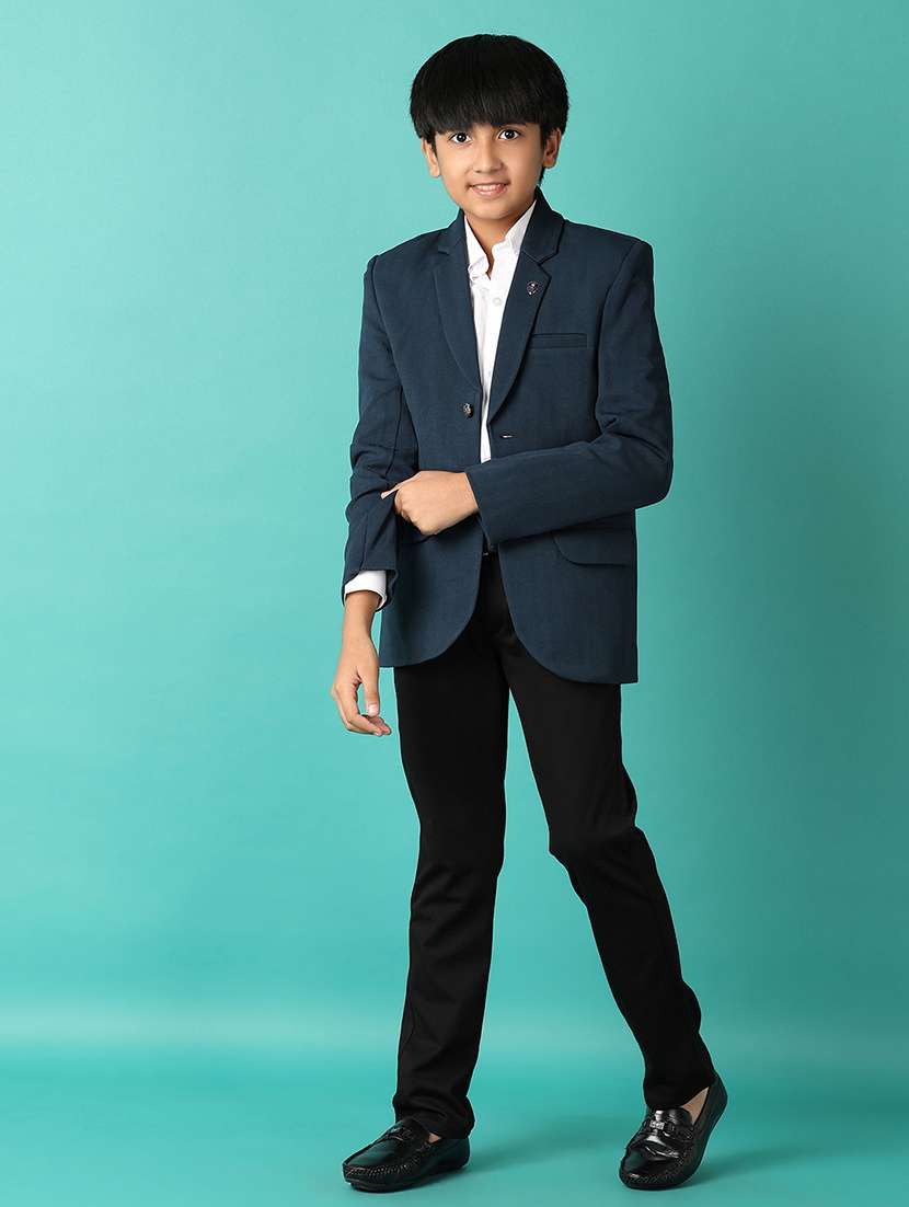 boys navy blue solid blazer - 21533463 -  Standard Image - 4