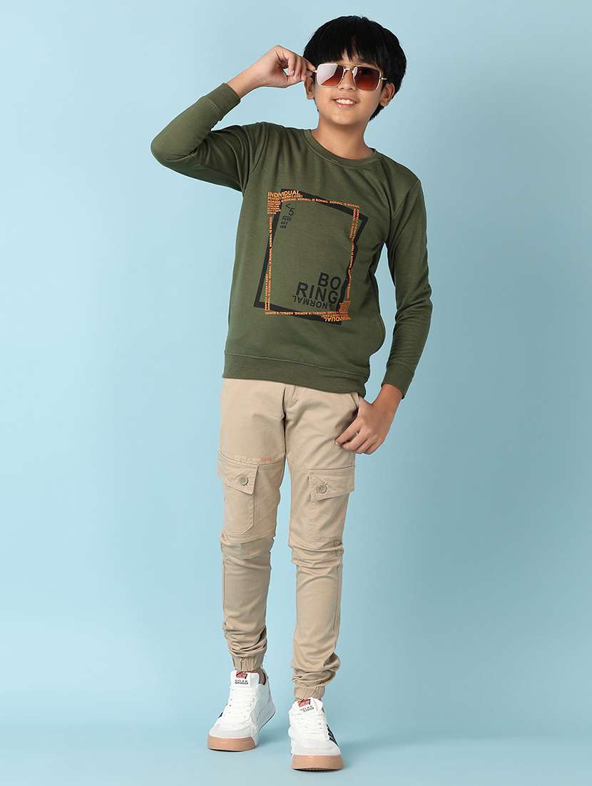 boys beige solid mid rise cargos - 21533474 -  Standard Image - 4